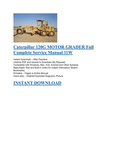 Caterpillar 120g Motor Grader Full Complete Service Manual 11w By John