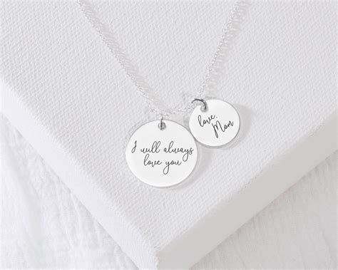 Actual Handwriting Necklace Two Disc Necklace Sincerely Silver