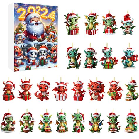 Vfedsrsge 2024 Christmas Dragon Advent Calendar Collectible Dragon 24