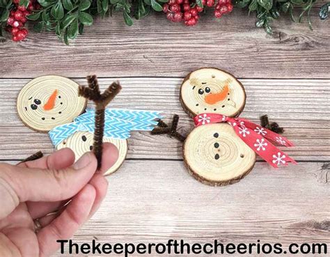 Wood Slice Snowman Ornaments The Keeper Of The Cheerios