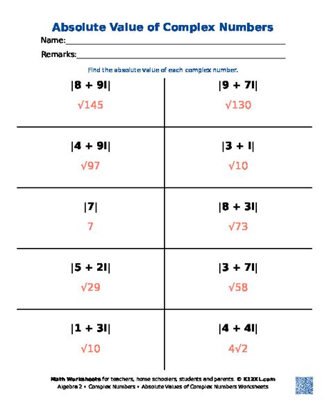 Free Complex Nunbers Of Algebra 2 Worksheets For Homeschoolers