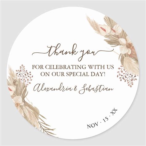 Floral Wedding Thank You Classic Round Sticker Zazzle In 2024