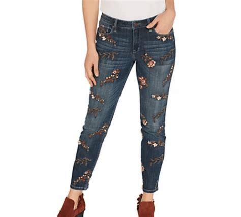 Driftwood Jackie Embroidered Floral Skinny Jeans Sz 25 Gem