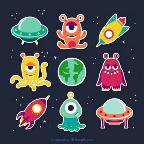 Premium Vector Cartoon Aliens Extraterrestres Dibujos Fiesta De Extraterrestres Espacio