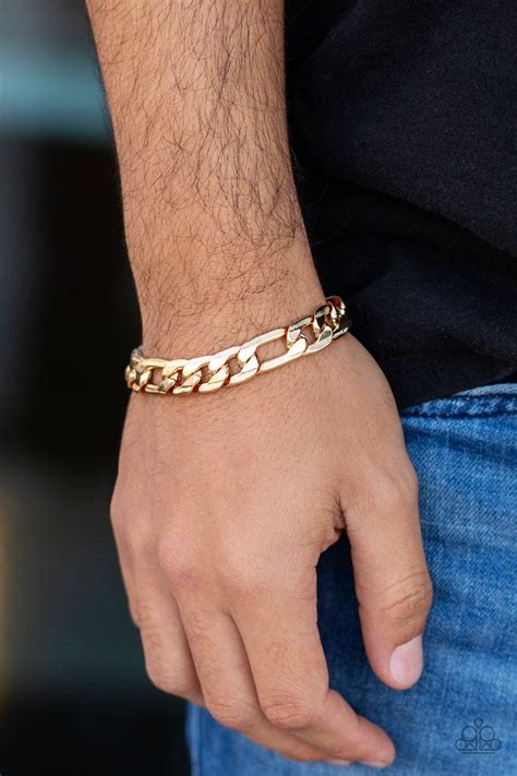 Paparazzi Vintage Vault Home Team Gold Mens Bracelet Unisex Mens