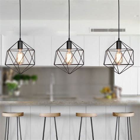 Light Geometric Cage Pendant Light Industrial Black Gold Metal