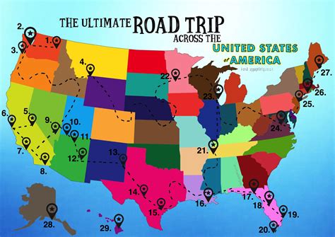 The Ultimate Road Trip Map Of Things To Do In The USA - Hand Luggage ...