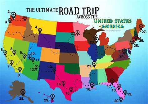 The Ultimate Road Trip Map Of Things To Do In The USA - Hand Luggage ...