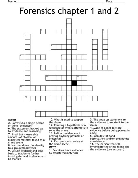 Forensic Science Crossword Puzzle Prntbl Concejomunicipaldechinu Gov Co