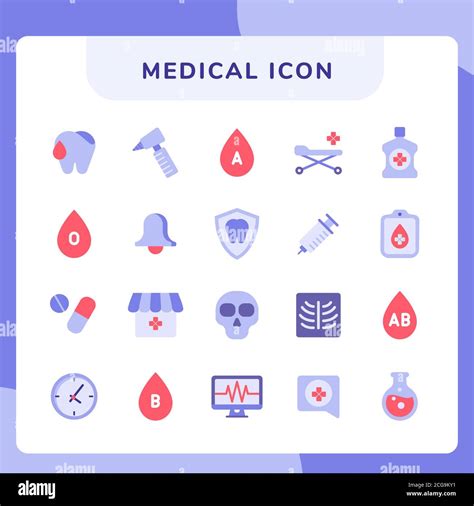 Medical Icon Set Collection With Modern Flat Purple Theme Color Stock