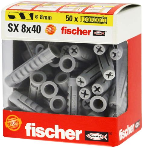 FISCHER Cheville nylon SX 8x40 boîte à fenêtre de 50 pièces réf