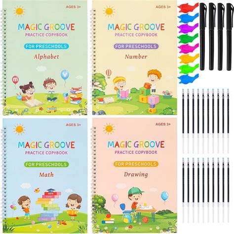 4 Pack Large Reusable Handwriting Practice Copybook Magic Practice