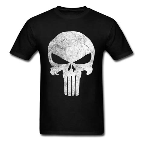 Tee Shirts Punisher Skull Grunge Tshirt For Men 2018 New Arrival Mens