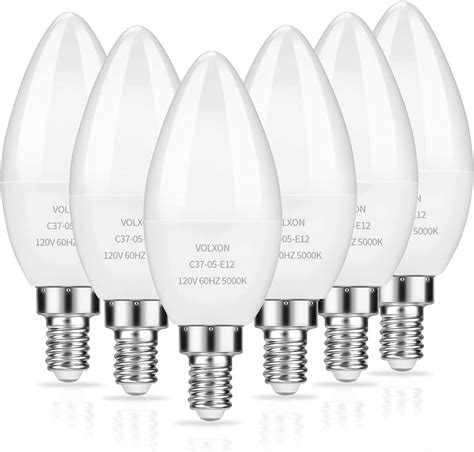 Volxon LED Candelabra Bulbs E12 Ceiling Fan Light Bulbs Small Base 6W