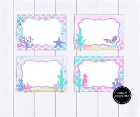 Mermaid Tent Cards Printable Mermaid FOOD Cards Mermaid Party Food