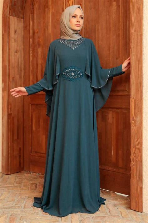 Neva Style Modern Pertol Blue Modest Bridesmaid Dress 91501PM