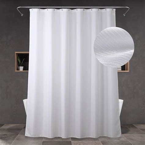 Popkozzi Extra Long Shower Curtain Inch White Linen Textured Water