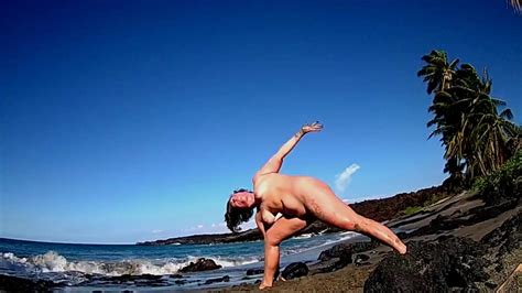Nude Yoga Mins In The Sun On The Beach Love It When The Waves Cum