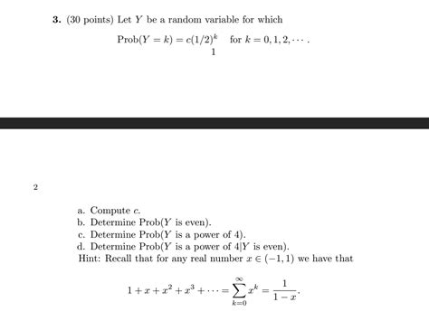 Solved 30 ﻿points ﻿let Y ﻿be A Random Variable For