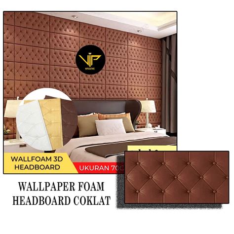 Jual Vip Wallpaper D Foam Headboard Coklat Dinding Busa Stiker Wall