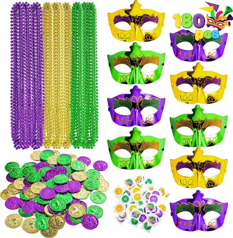 132 Pcs Mardi Gras Decorations 6 Pcs 6 6 Ft Feather Boa 6 Pcs Mardi Gras Masks 120