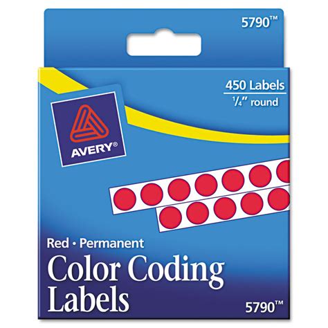 Permanent Self-Adhesive Round Color-Coding Labels, 1/4" dia, Red, 450 ...