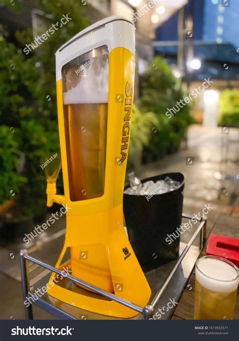 Bangkok Thailand 16 Jan 2020 A Tower Of Singha Beer Dispenser On