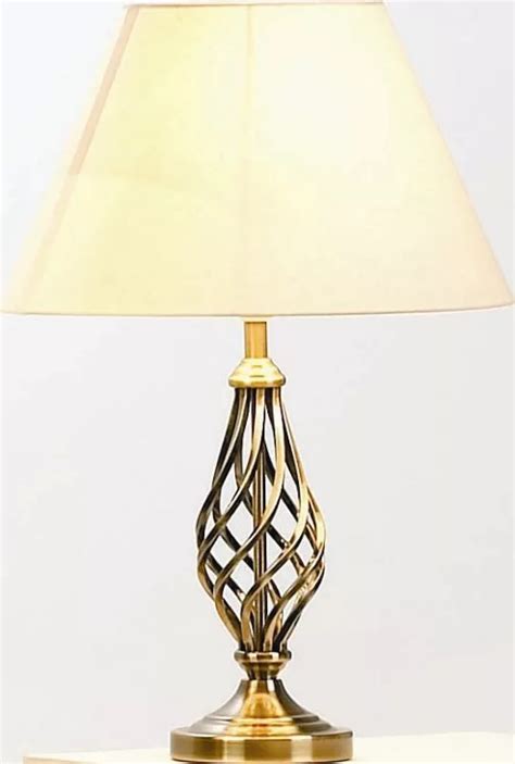 Buy The Lighting And Interiors Group Barley Twist Table Lamp Antique Brass Natural Cottonette