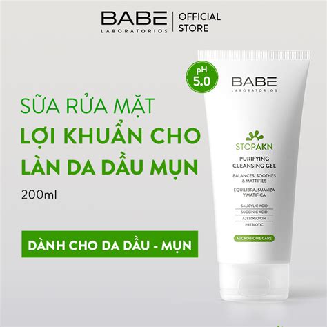 Sữa rửa mặt BABE Stop AKN Purifying Cleansing gel cho da dầu mụn ml