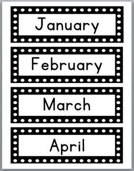 Days Of The Week Labels Months Of The Year Labels Polka Dot