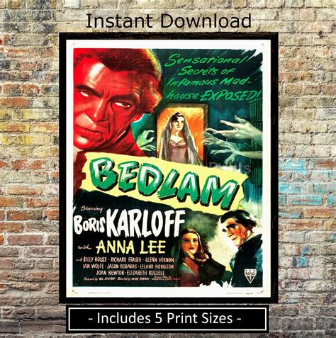 Bedlam 1946 Movie Poster Print Digital Download Horror Movie | Etsy