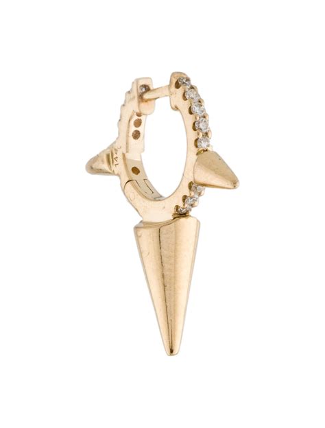 Maria Tash K Diamond Triple Long Spike Eternity Hoop Single Earring