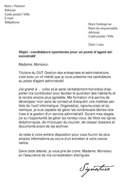 Lettre de motivation Mairie Agent administratif Modèle de Lettre