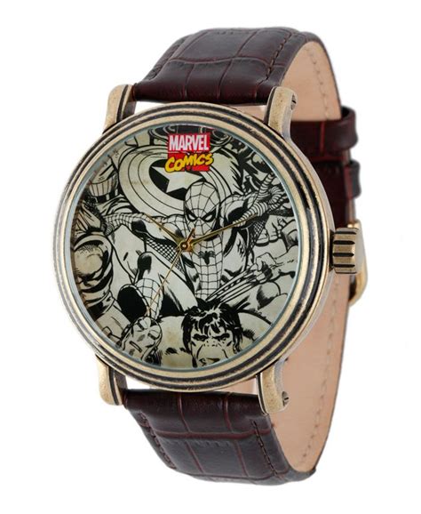 Ewatchfactory Marvel Spider Man Iron Man Hulk Captain America Men S Vintage Gold Antique