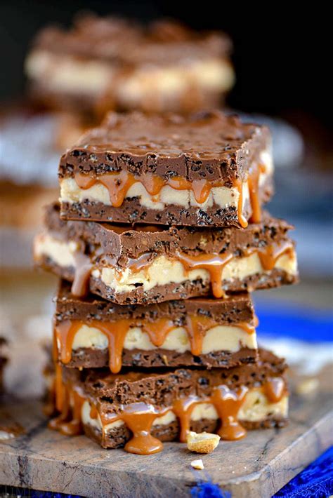 No Bake Crispy Snickers Bars Mom On Timeout