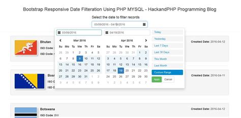 Bootstrap Responsive Date Range Filtering Using PHP Ajax Mysql Hack