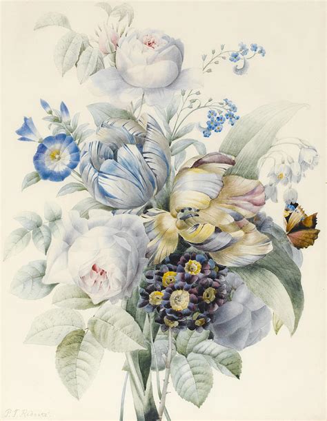 A Bunch Of Flowers Painting By Pierre Joseph Redoute