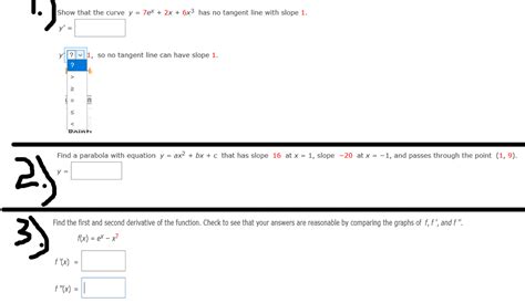 Solved Show That The Curve Y 7ex 2x 6x3 Has No Tangent