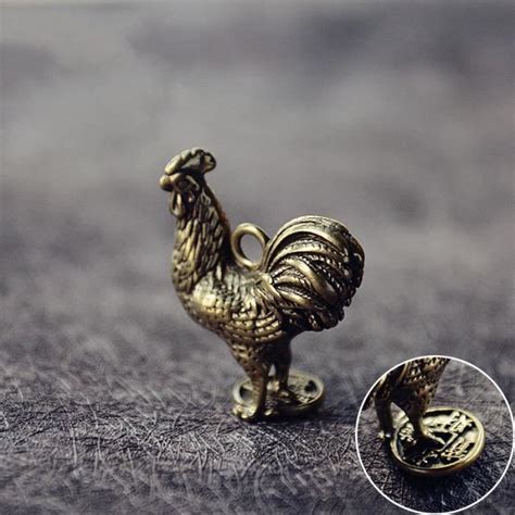 Statuette Coin Chicken Statue Animaux En Laiton Ornement Du Zodiaque