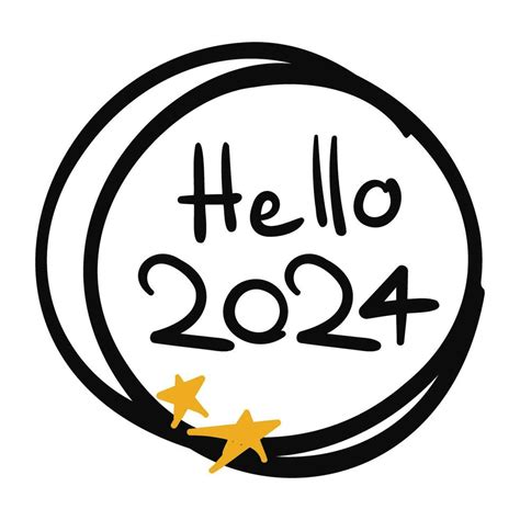 Hello 2024 Hand Drawn Lettering Vector Illustration 27810878 Vector Art