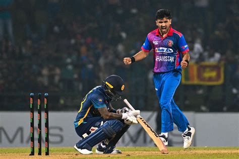 Fazalhaq Farooqi Is Flying After Bowling Dinesh Chandimal