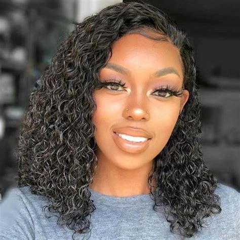 Perruque Bob Lace Wig 100 Naturelle Cr Pue Boucl E Sans Colle Cheveux