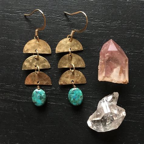 Umi To Hikari Turquoise And Brass Boho Earrings Etsy UK In 2024