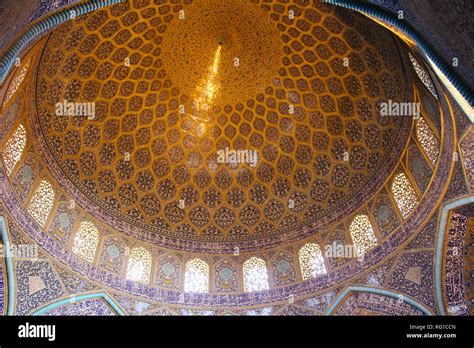 Interior View Of The Dome Of Sheikh Lotfollah Mosque In Isfahan Iran