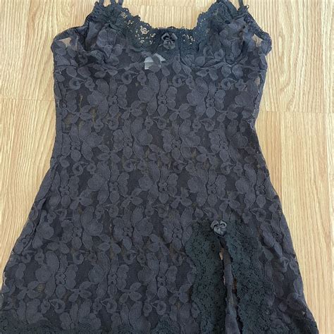 Vintage Black Lace Lingerie Slip Size Medium Could Depop