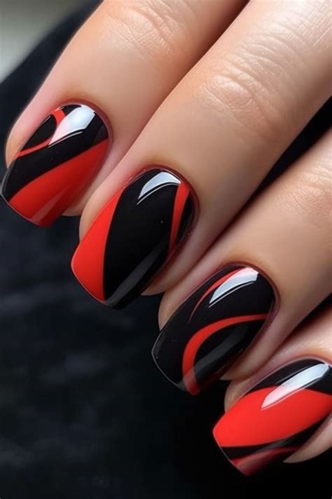 trending  red  black nail art   season fancy nails