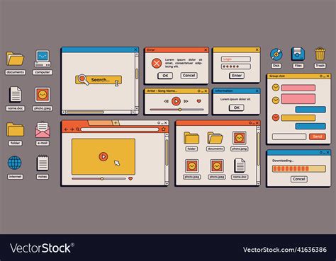 S Retro Vaporwave Old Desktop User Interface Vector Image