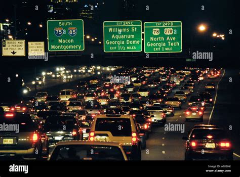 Rush hour traffic at night in Atlanta Georgia GA Stock Photo - Alamy