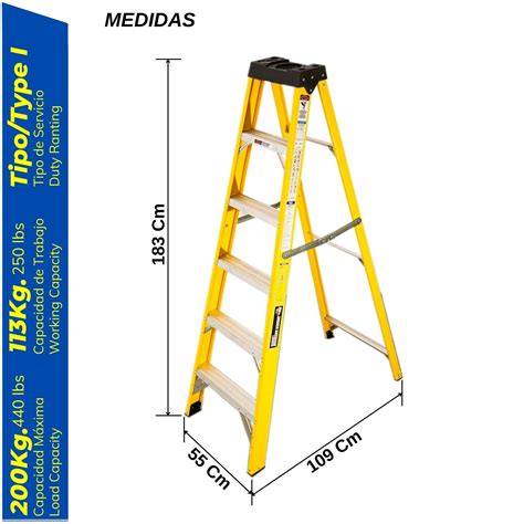 Ripley Escalera Tijera Fibra De Vidrio Profesional Simple Ascenso