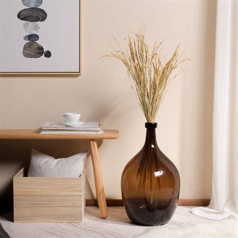 Brown Glass Vase For Flower Decoration Glossy All Home Living